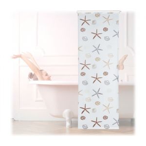 Relaxdays Store de douche Ocean 80x240 cm Rideau de douche baignoire bain store fixation plafond semi-transparent