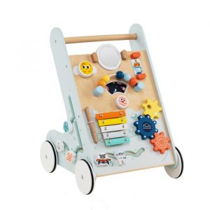 GOPLUS Trotteur pour B&eacute;b&eacute; en Bois Chariot de Marche Montessori  Trotteur Premier Pas pour Gar&ccedil;ons et Filles de 1+ Ans Vert