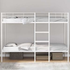 Lit superposés séparables enfant - JM - Sommiers inclus - sans matelas - blanc 100x200 cm - acier LL325