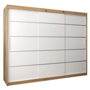 Armoire à portes coulissantes Verona 1 250 250x200x62cm corps Chêne Artisan et façade Blanc Mat ABIKSMEBLE