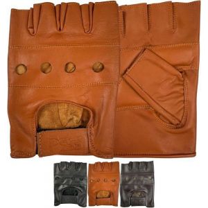 PSS Mitaines Gants Cuir Conduite Gants Demi Doigts Musculation Fitness Vélo Cyclisme Homme Femme Coussin Paume Brun Camel