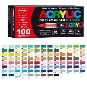 100 Couleurs Feture de Peinture Acrylique pour la Peinture Rock Marqueur de Peinture Acrylique pour le verre Bois Pierre C&eacute;ramique