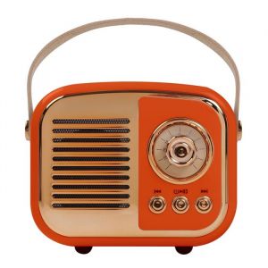 Haut-parleur Bluetooth r&eacute;tro mini radio vintage sans fil style ancien TWS (rouge).