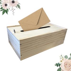 Urne mariage en bois personnalisable - Boite en bois rectangulaire avec pr&eacute;noms date et message [ Urne anniversaire/Urne bapteme ]