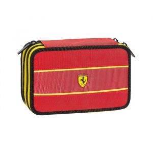 Ferrari - Trousse triple compartiments 45 accessoires pour l&eacute;cole primaire 20 cm
