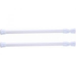 Lot de 2 tringles &agrave; rideau de douche t&eacute;lescopiques sans per&ccedil;age pour douche baignoire armoire blanc largeur 30-50 cm