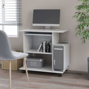 Bureau Informatique Multim&eacute;dia - Meuble de Bureau pour Ordinateur Blanc 80x50x75 cm Agglom&eacute;r&eacute;