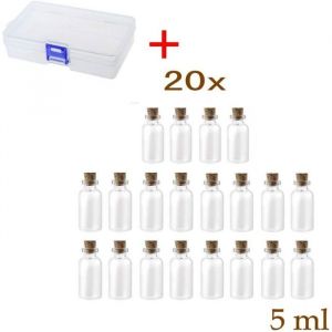 20pcs 5ml Petite Mini Bouteille en Verre avec Bouchon Petit Pot Verre avec Bouchon liège Fioles Flacons Bouteille à souhaits Bo