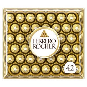Ferrero Rocher - Boite &agrave; Partager de 42 Pi&egrave;ces Croquantes au Chocolat au Lait avec Noisettes et C&oelig;ur Fondant - 525g