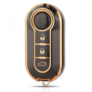 Jingyuqin-Coque de cl&eacute; de voiture en TPUpour Fiat 500 KrasnoPunto Bravo Doblo KIT Boxercristaux en citations Fiat - BLACK[F4884]