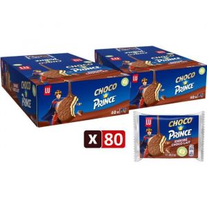 Choco Prince de LU - 2 Packs de 40 sachets - Biscuits Enrobés de Chocolat au Lait et Fourrés Goût Chocolat - Biscuits au Blé