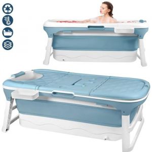 XMTECH Baignoire Pliable 148x60x53cm Portable Plastique Baignoire pliable &agrave; poser avec Tablette pour Enfant et Adulte