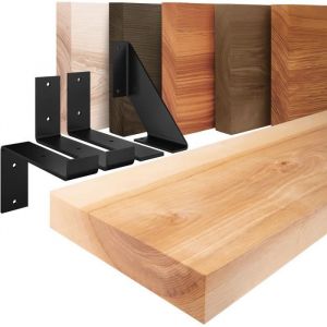 Étagère murale en bois massif LAMO Manufaktur 160 cm - Industrial Naturel - Blanche