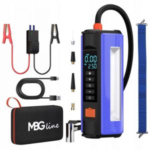 Booster batterie voiture 1000A MBG line 840CH PRO 4-en-1 avec compresseur 150 PSI power bank 10400 mAh et lampe LED