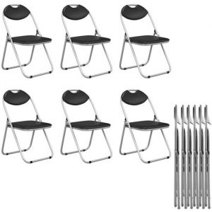 RELAX4LIFE Lot de 6 Chaise Pliante en Métal & Siège Rembourré Chaise Portable avec Poignée Chaise d’Invité Conférence Charge
