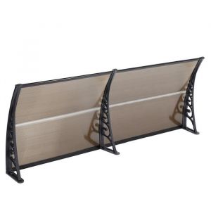 Marquise Solaire Porte Anti-Soleil 100x200cm - Marron - Polycarbonate - Aluminium