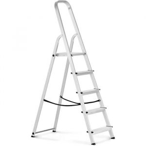 Escabeau 5 Marches Marchepied Pliant en Aluminium Échelle Pliante Pliable (5 marches 150kg Max. Haut. Plateau: 995 cm Alum[77]