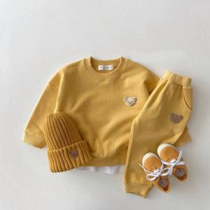 Ensemble de v&ecirc;tements dautomne pour b&eacute;b&eacute; fille et gar&ccedil;on 2 pi&egrave;ces sweat-shirt de sport pour enfant Non inclure un chapeau Jaune