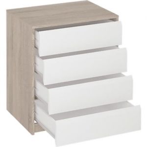 Commode Meuble de rangement coloris chêne - blanc - Longueur 60 x Hauteur 73.4 x Profondeur 45 cm