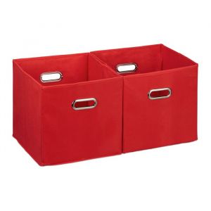 bo&icirc;tes de rangement 12 x panier sans couvercle caisse pliante bo&icirc;te pliable en tissu 30 cm rouge