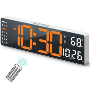 Horloge murale num&eacute;rique grand &eacute;cran 162 pouces grandes horloges murales horloge num&eacute;rique LED avec t&eacute;l&eacute;commande (orange)