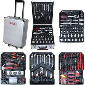 Malette à Outils Valise de Bricolage Avec mallette en aluminium et poignée télescopique 251 outils Dimensions:  50 x 37 x 23 cm