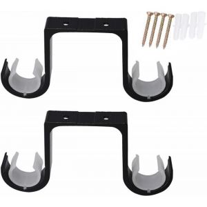 Supports de double tringle à rideaux support de tringle à rideaux en alliage daluminium tringle à rideaux au plafond Noir