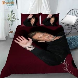 CDD-47 Johnny Hallyday housse de couette personnalis&eacute;e ensemble de literie tendance housse de couette taie do Taille:220X240cm
