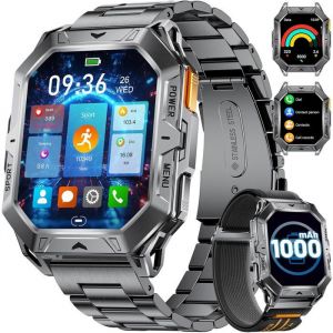 Montre Connect&eacute;e Hommes Avec BoussoleBarom&egrave;trePression Et Altim&egrave;tre213 Grand &Eacute;cran Amoled Smartwatch Compatible Android Ios