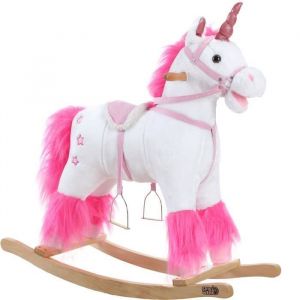 SPIELWERK® Fauteuil à Bascule Licorne Jouet à bascule Animal en peluche avec Fonction sonore Jouet enfant 3 ans et +