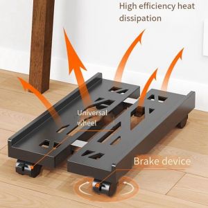 Support CPU Mobile Réglable Support de Tour DOrdinateur Ventilé Support de Tour PC avec 4 Roulettes Support Sous le Bureau