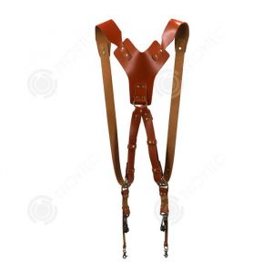 INN Sangle dappareil photo pour deux appareil photo marron cuir véritable laiton réglable portable ceinture tete camera harnais