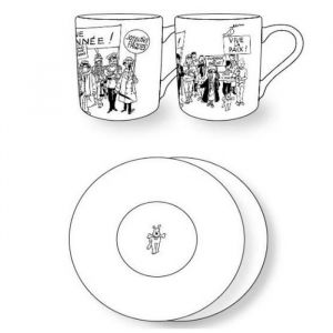 Set de deux tasses &agrave; caf&eacute; et soucoupe Tintin Carte de voeux 1972 (47982)