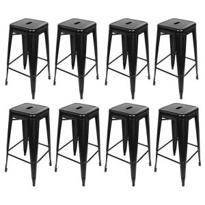 MIPAN.Lot de 8 Tabourets de Bar en m&eacute;tal Tabouret Bar Industriel Ext&eacute;rieure Empilable pour Restaurants Caf&eacute; Salon
