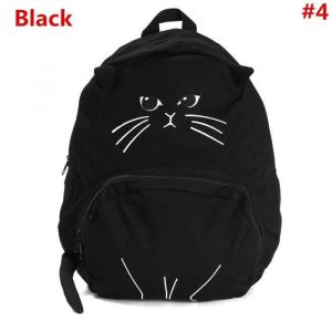 Sac à Dos Epaule Bandoulière Chat Cartable Sacoche Ecole Voyage Femmes Hommes Noir