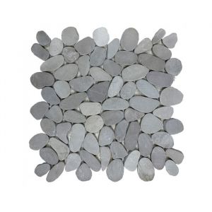 Mosaïque galet scié en marbre gris - Revêtement de sol carrelage vendu par filet de 30 x 30 x 08 cm - C-Négoce