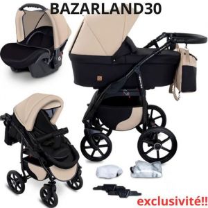 BAZARLAND30.poussette combin&eacute;e 3 en 1  nacelle Si&egrave;ge-Auto avec tous les accessoires Landau (B4-Nevada)