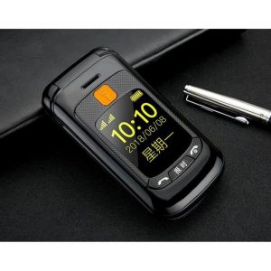 Téléphone mobile senior à clapet - MARQUE - Double écran LCD - Sonnerie ultra forte - Noir - 24 po