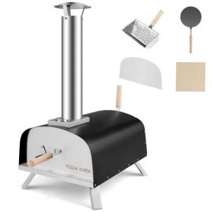 Four &agrave; pizza ext&eacute;rieur aux granul&eacute;s de bois avec pierre &agrave; pizza pelle pare-feu pieds pliables chemin&eacute;e amovible 20_0008602