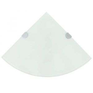 Étagères dangle avec Supports Chromés Verre Trempé Blanc 35x35 cm Épaisseur 8 mm Étagère de Coin Murale Salon Tablette