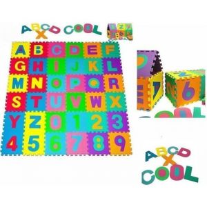 Puzzle tapis mousse b&eacute;b&eacute; alphabet et chiffres 36 dalles 16x16 cm enfant bas &acirc;ge
