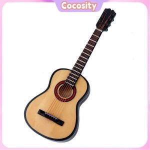 Cocosity ornement de guitare vintage Mini mod&egrave;le de guitare en bois &agrave; 6 cordes 15cm avec support instruments pack Bois naturel