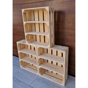 Caisse bois - PYXIDAS - &eacute;tag&egrave;re Courte - 50x40x15 cm - Lot de 3 - Naturel