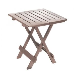 Table de jardin table dappoint pliante dext&eacute;rieur coloris taupe - Longueur 45 x Profondeur 43 x Hauteur 50 cm-JUANIO