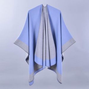 Poncho Femme - INSFITY - Ch&acirc;le Ouvert El&eacute;gant - Automne / Hiver - Bleu Ciel