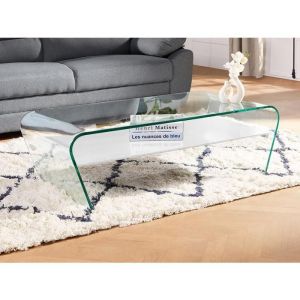 Table basse - Verre trempé - Tablette blanche laquée - KELLY