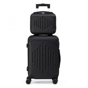 ALIGHTUP - Set de Valises - Lot de 2 Valises à roulettes - Rayures en diamant - Noir