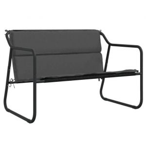 Banc de jardin 2 places - JILL - Coussin inclus - Anthracite - Acier enduit de poudre - Textil&egrave;ne - 110x70x74 cm