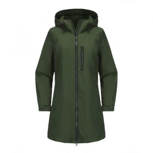 Trench-Coat Femme Avec Capuche Mi-Long Grand Taille Veste Coupe-Vent Imperm&eacute;able Couleur Unie - Taille EU - Vert Militaire