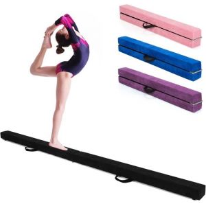 GOPLUS Poutre d&Eacute;quilibre 210 cm Poutre de Gymnastique Pliable Poutre Portable avec Poign&eacute;es Charge 70 KG Noir